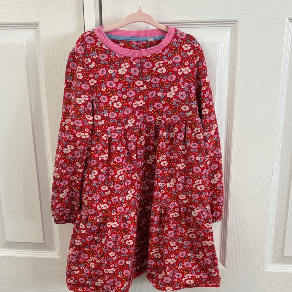 Mini Boden Red Floral Kids Sweatshirt Dress